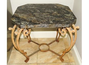 Iron Coffee Table W/ Marble Top - L20' X H23' X D23'