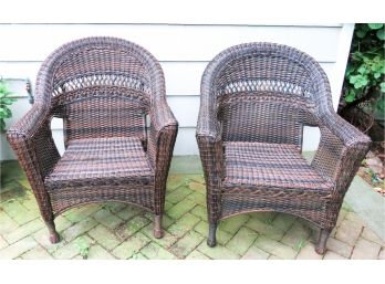 Pair Of  Outdoor Rattan/wicker Chairs - L30' X H36' X D27'