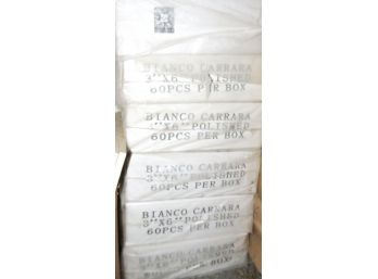 6 Full Boxes Of - Marble Style Tiles - Bianco Carrara - 3' X 6' - 60 Pieces Per Box