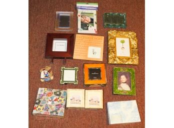 Lot Of 12 Assorted Picture Frames And 2 Small Photo Albums