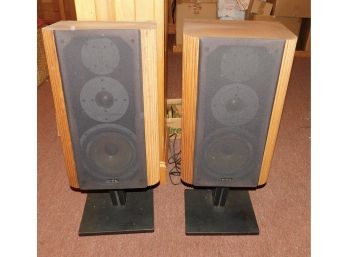 Retro Pair Of Infinity Polydome RS6B Speakers With Stands