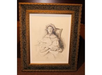 Stunning Black And White Sketch In Beautiful Ornate Frame - L23' X H27'