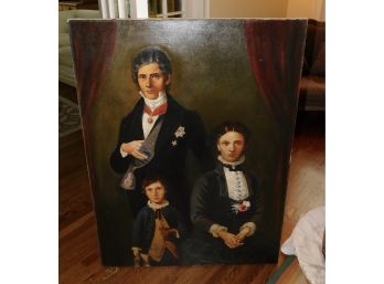 Original Portrait Painting Oil On Canvas 'Father & Sons'  Unknown Artist Reproduction