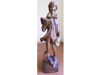 Rare - 16' Tall Hand Carved Wooden Figure - 'Bookworm' By Laich Spain