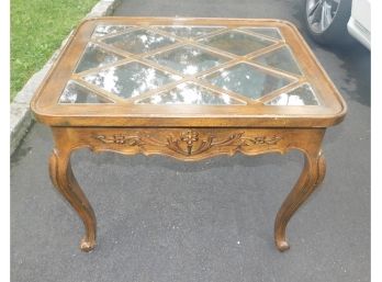 French Country Coffee Table Glass Top With Glass Inserts