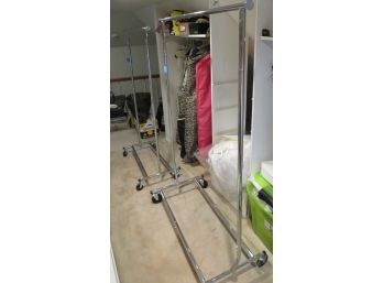 Lot Of 2 Steel Rolling Clothing Racks - L40' X H60'  & L51' X H62' - Both Extend To 75'