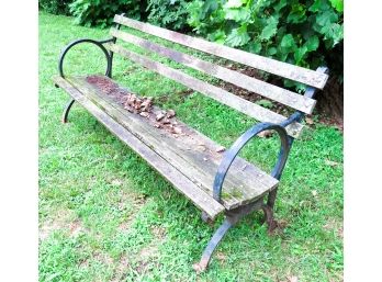 Vintage Park Bench - Iron Frame W/ Wooden Slats - L71' X H33' X D24'