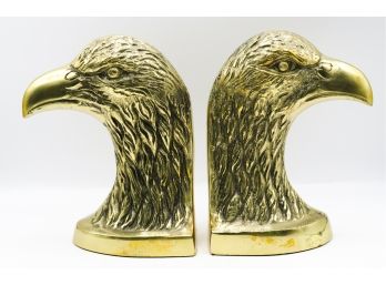 T.H.C. Lacqured Solid Brass  Eagle Head Book Ends - Made In Korea