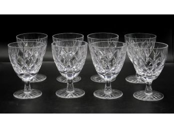 Mappin & Webb Corbett Crystal Prince Charles Hand Cut Glass Wine Glass - England Lot Of 8