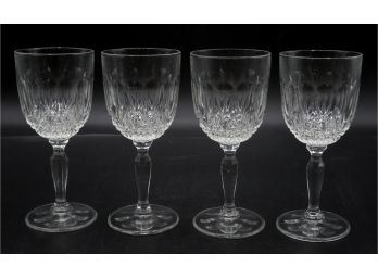 Lot Of 4 VMC Reims Wine Glasses - French Crystal Stemware, Teardrop & Diamond Cut - Octagonal Stem