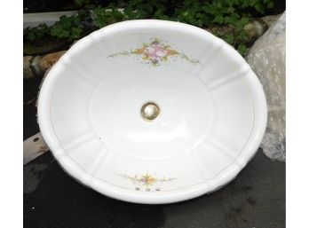 Lovely Hand Painted Floral Pattern Porcelain Sink