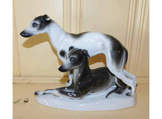 Vintage Sitzendorf Porcelain Greyhounds Figurine