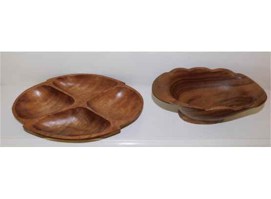 Pair Of Philcraft Monkey Pod Wood Teakwood Bowls
