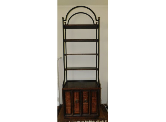 Vintage Solid Wood Wrought Bakers Rack With Shelves