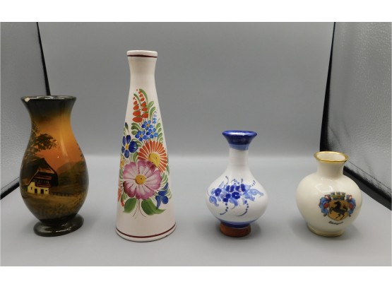 Assorted Lot Of Ceramic Hand Painted Bud Vases