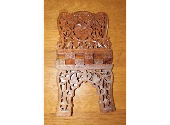 Lovely Hand Carved Wood Book Stand