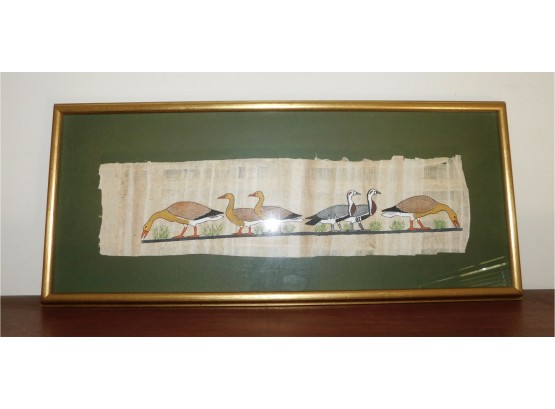 Egyptian Style Duck Pattern Papyrus Print Framed