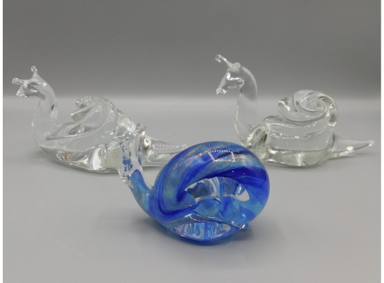 Lot Of Snail Style Glass Figurines