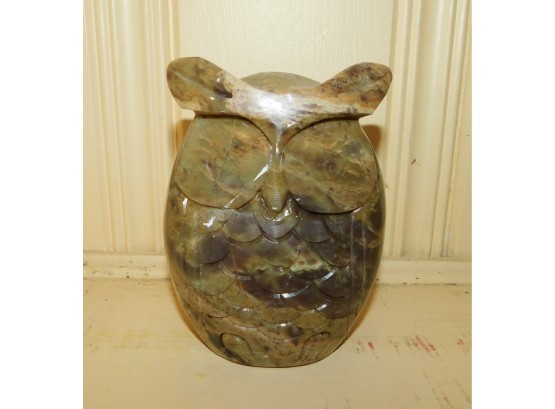Genuine Soap Stone Hand Carved Owl Sculpture Coin Bank