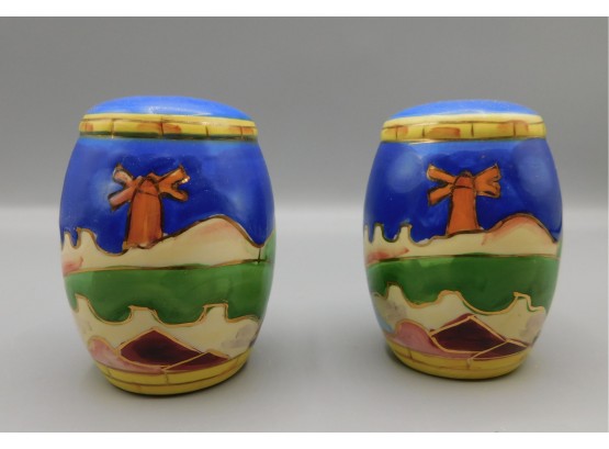 Decorative Pair Of Hand Painted Salt And Pepper Shakers