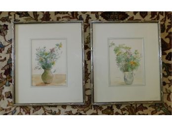 Pair Of J. Rivierra Floral Framed Prints