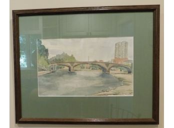 Delta Rheinberg Watercolor Bridge Framed