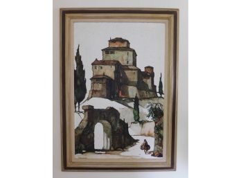 Roman Villa Original Oil On Canvas Framed Signed By Gene Magizzini #426