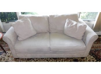 Lovely Klaussner Furniture Industries Microfiber Sleeper Sofa With Two Throw Pillows
