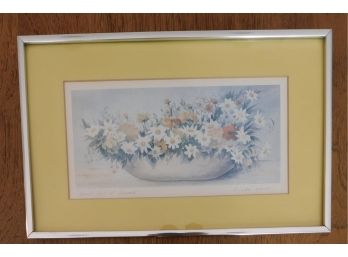 'Bowl Full Of Flowers' Signed Frieda Gaun Lithograph Framed