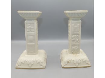 Lovely Pair Of Lenox Porcelain Candle Stick Holders