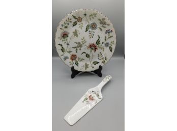 Lovely Buckingham Andrea By Sadek Floral Pattern Cake Plate With Floral Pattern Cake Knife