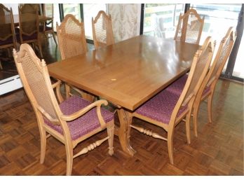 Stylish Dining Room Table With 6 Cane Back Chairs