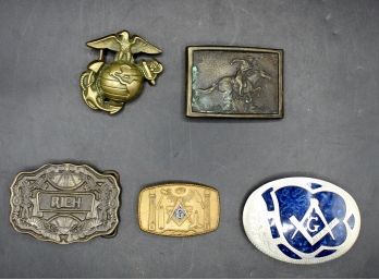 Lot Of Assorted Brass Masonic Belt Buckles -5