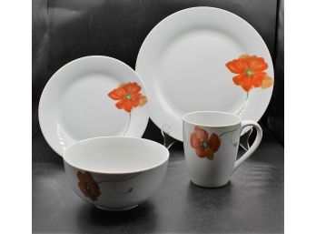 Corsica Poppy Porcelain 26PC. Dinnerware Set