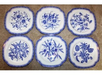 Spode Blue Room Set Of 6 Floral Plates