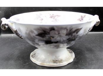 French Mulberry Transfer Ware BRYONIA Ironstone Tureen Base, Sarreguemines