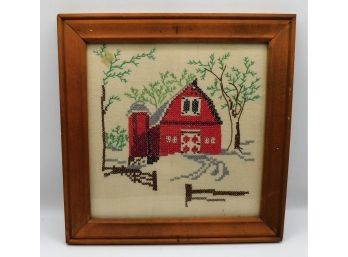 Vintage Vermont Cross Stitch Red Barn By Grace Stuim