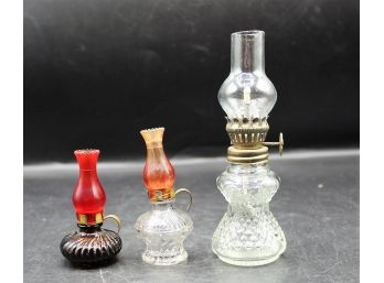 Assorted Miniature Oil Lamps - Set Of Three