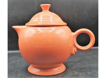 Vintage Fiesta Large Ring Handled Teapot In Original Red Glaze