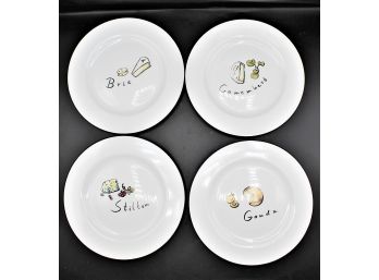 Set Of Four 'Cheese' Cocktail Plates By Pottery Barn With Original Box