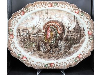 English Transfer-Ware Large Turkey Platter, His Majesty By Johnson Brothers