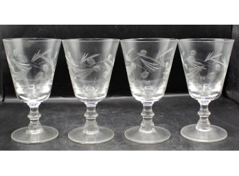 Vintage Etched Champagne Glasses - Set Of Four