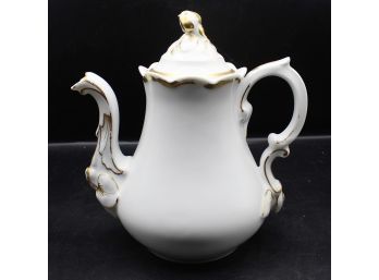 Vintage Old Paris Porcelain Gold Gilt Rose Buds & Leaves Coffee/tea Pot