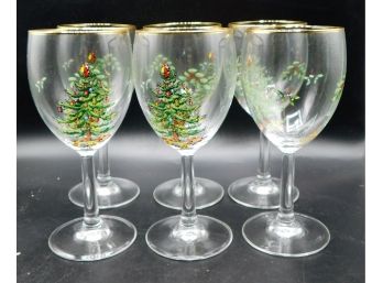 Spode Christmas Tree Wine Glasses - Set Of 6