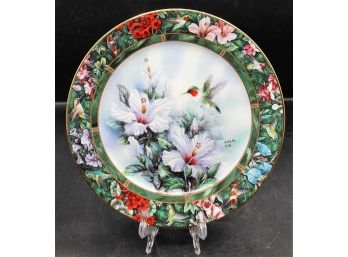 The Ruby Throated Hummingbird By Lena Liu - First Edition Porcelain Decorative Plate