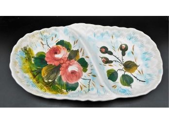 Hand Painted Floral Divided Ceramic Serving Dish