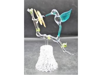 Lovely Blown Glass Perched Hummingbird Figurine