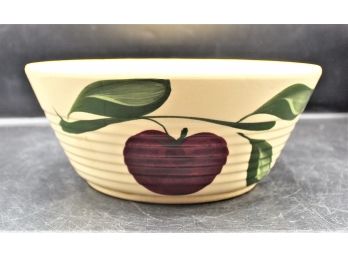 Watt Pottery Apple Pattern Ribbed Mixing Bowl #601- Three Leaves