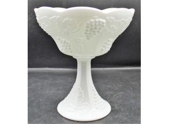 Indiana Company Harvest Grape Milk Glass Compote Pedestal Bowl