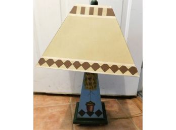 Vintage Hand Painted Table Top Lamp W/ Shade